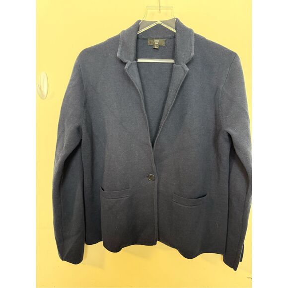 J. Crew 365 Cropped single-button sweater-blazer Navy Large Minimalist Capsule O - Picture 1 of 5
